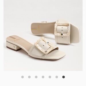 Sam Edelman Cream Mules with Pearl Buckle